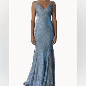 Cachet glitter jersey formal gown blue sparkle size 4 NWT